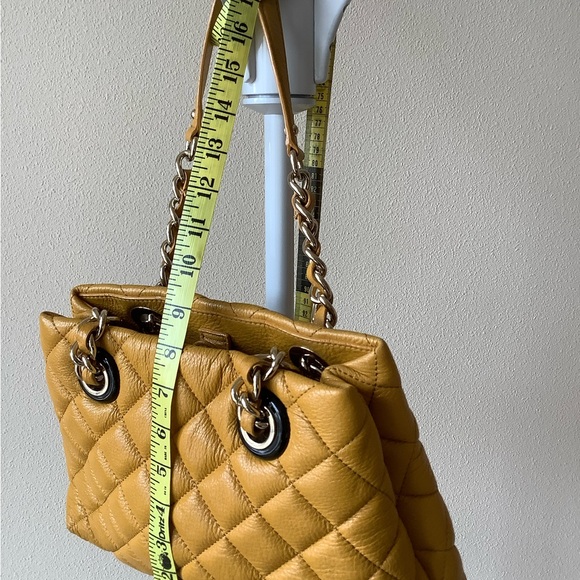 KATE SPADE golden yellow quilted bag w gold colored metal accents. - Picture 6 of 7